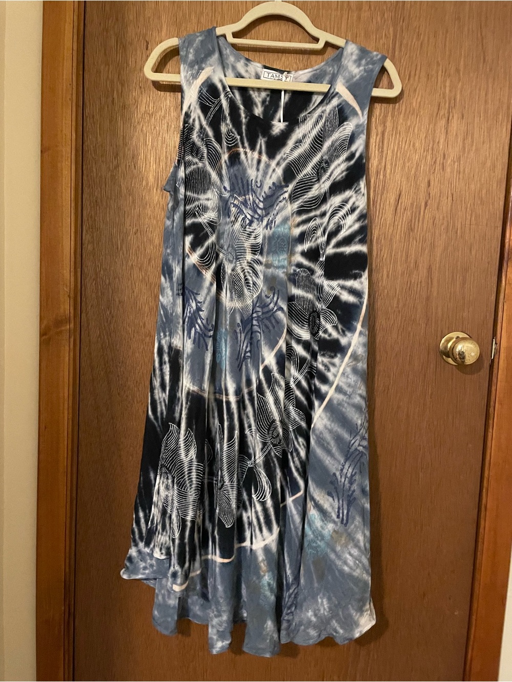 Tie-Dye Blue & Black A-Line Dress